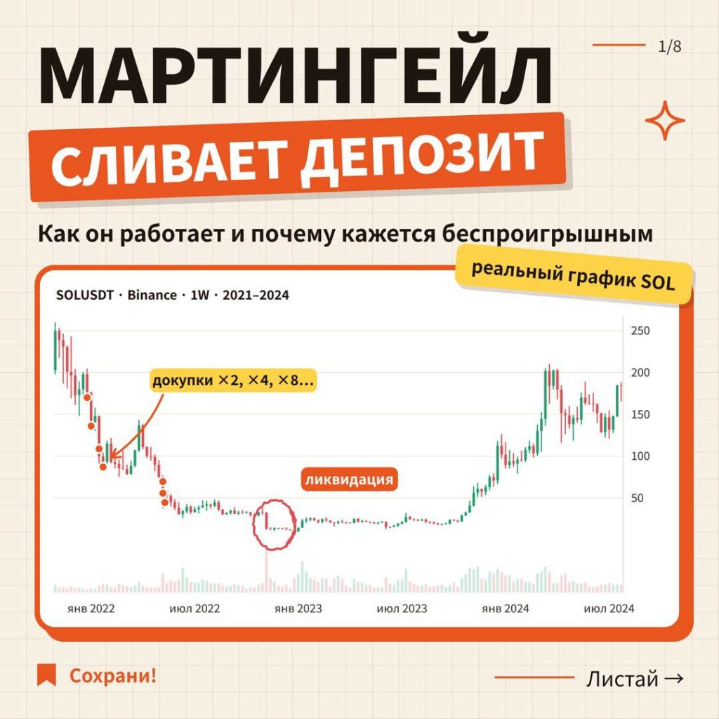 Пять раз усреднился и получил ликвидацию: как работает мартингейл